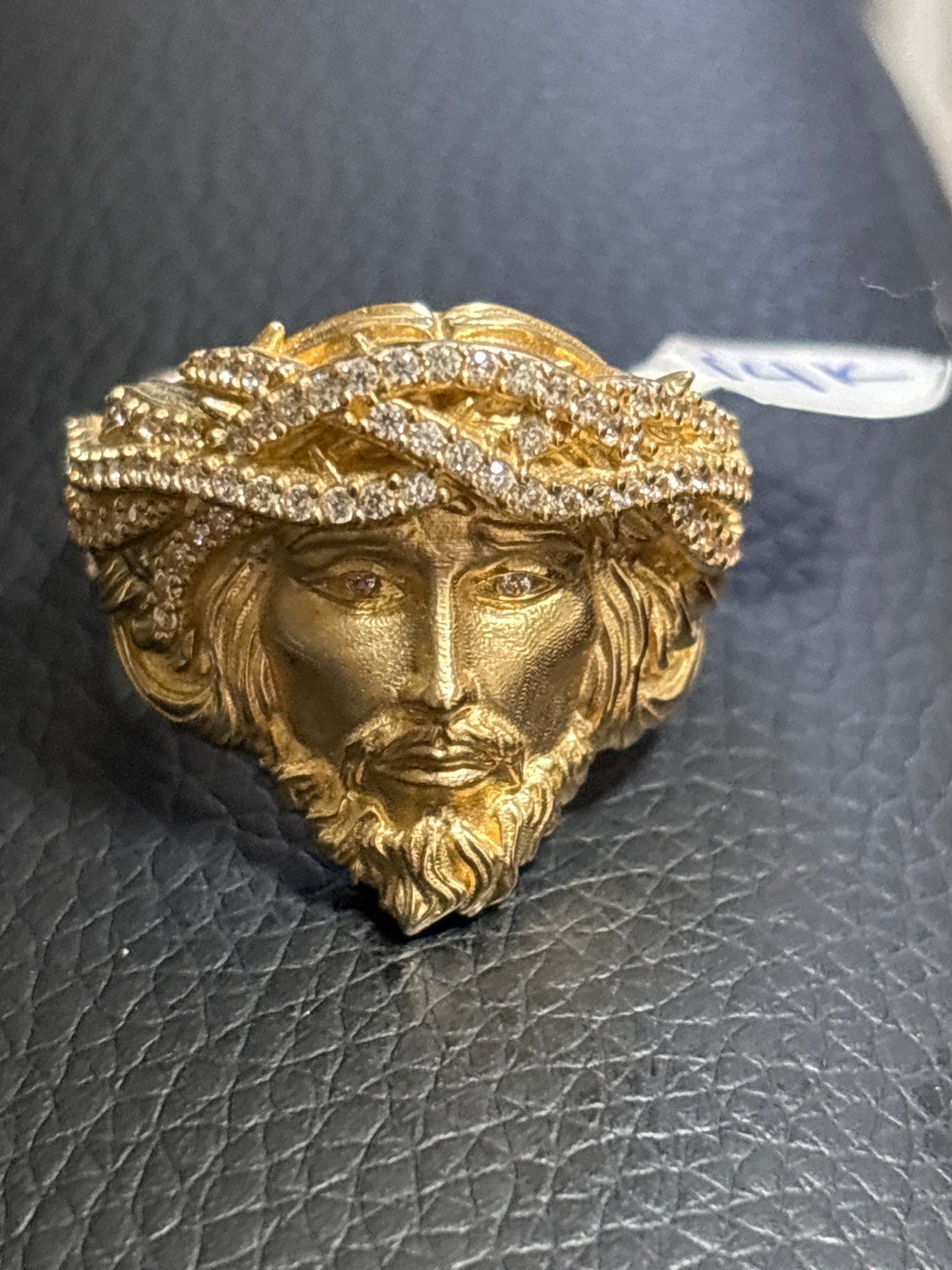 Real 14k gold ring with Jesus face design, size 10