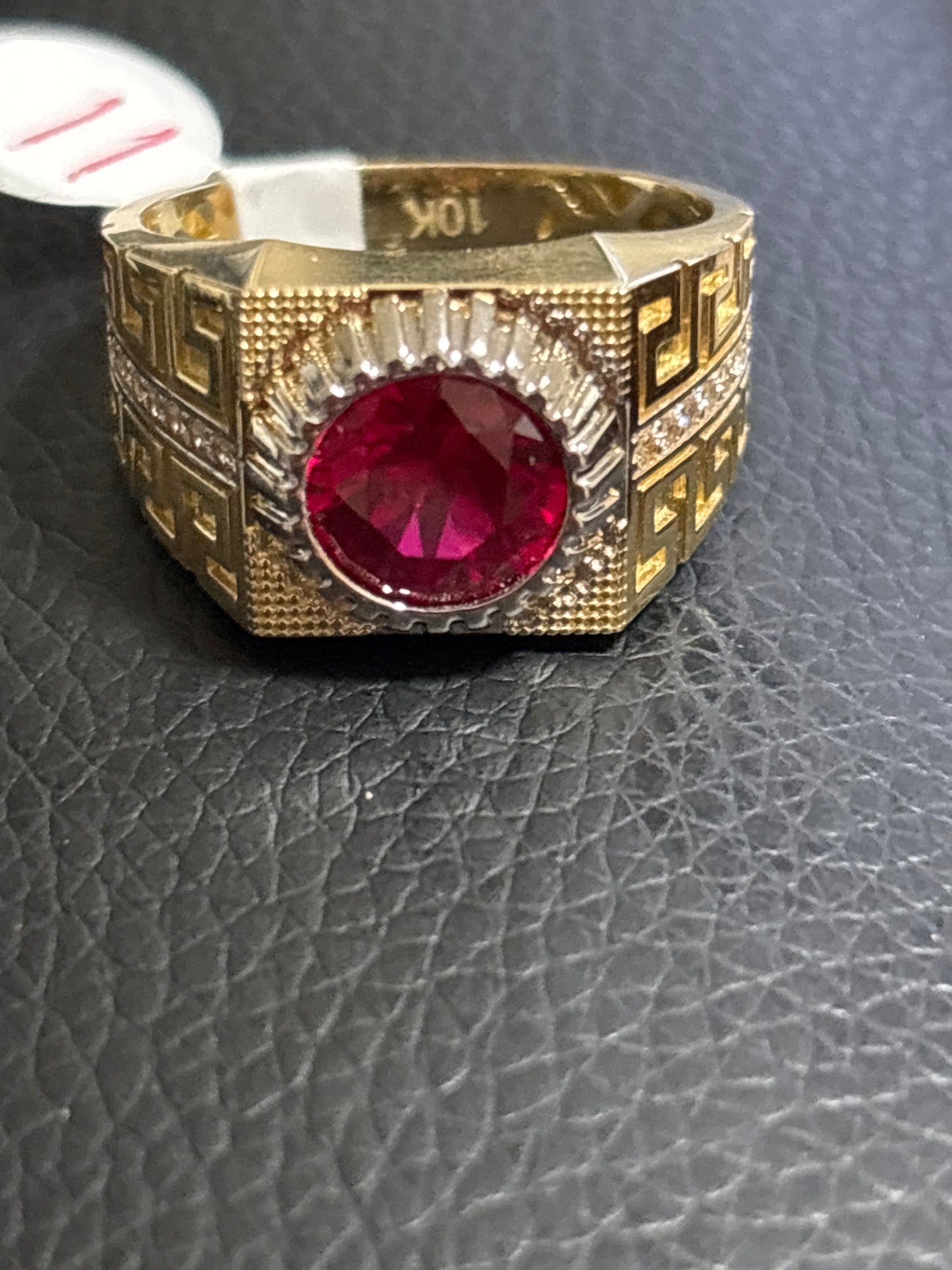 Real 10k gold ring of red stone, size 11