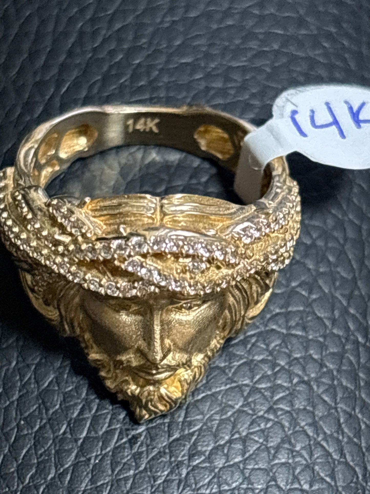 Real 14k gold ring with Jesus face design, size 10