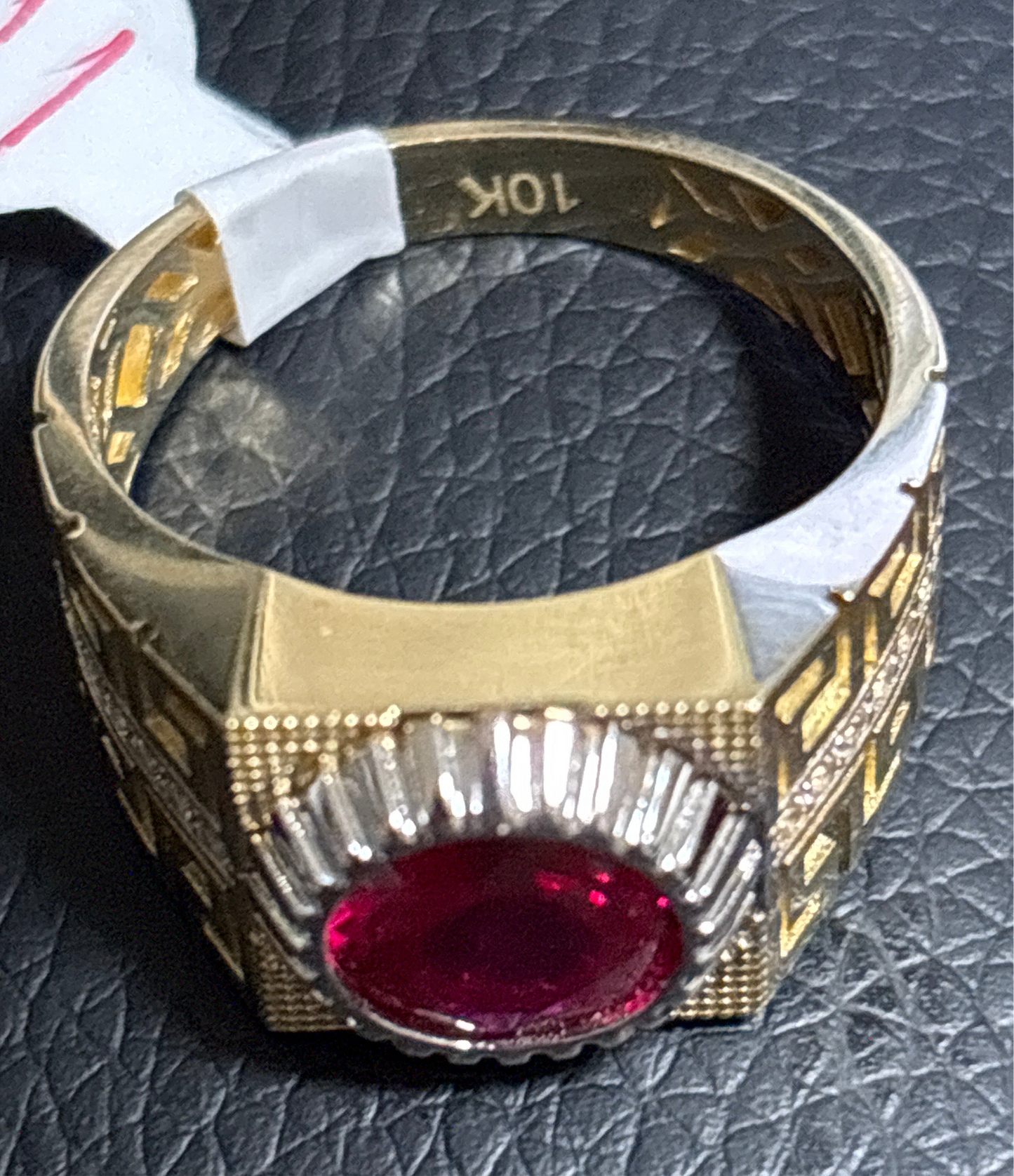Real 10k gold ring of red stone, size 11