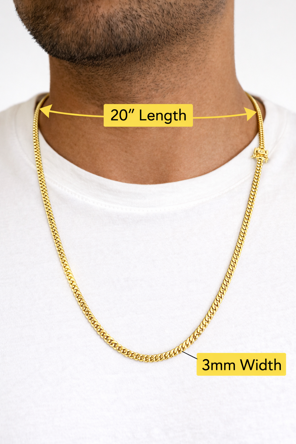 Beautiful Cuban chain of real 10k gold 3 mm wide size 20