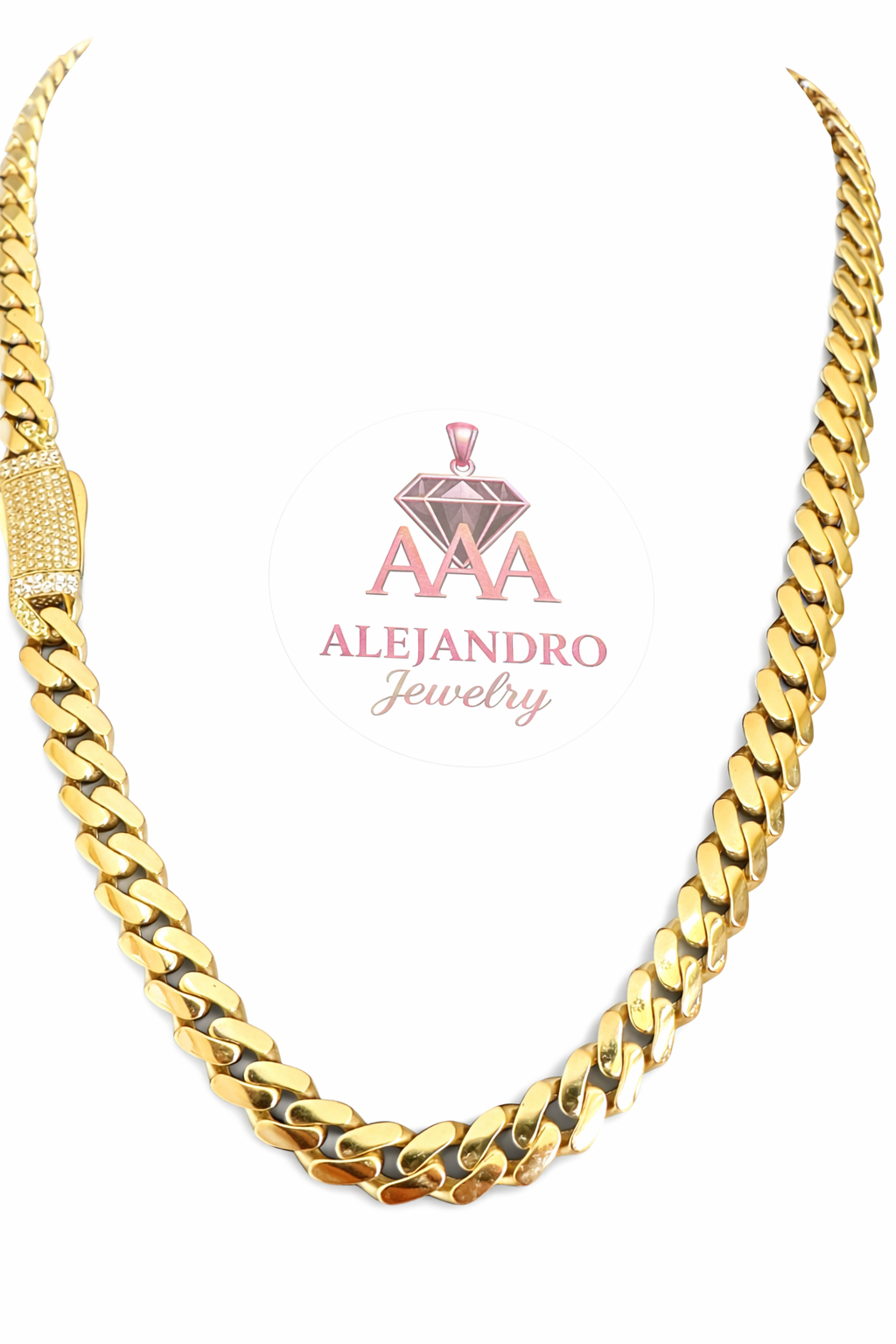 Gold chain 10k real size 18 5mm wide semi solid