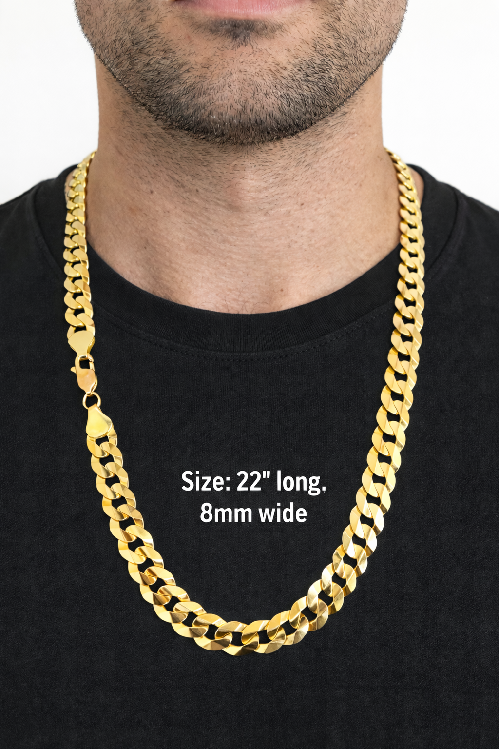 Gold shine cutting chain 10k real size 22 by 8 mm wide