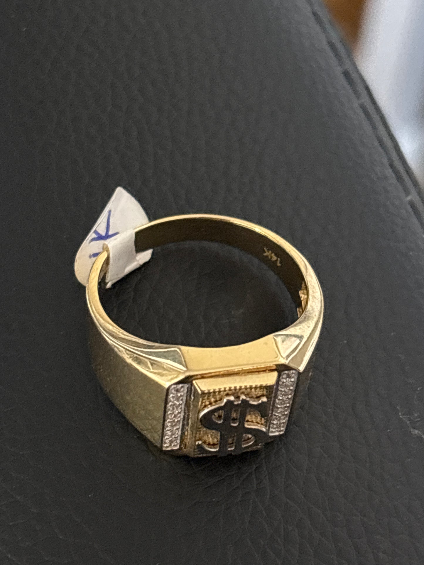 Real 14k gold ring of dollar sign design, size 11