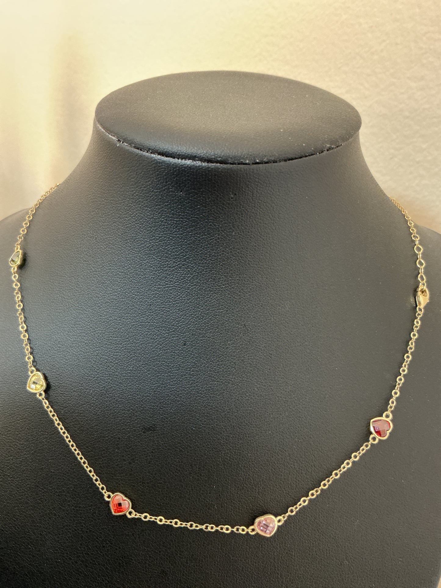 Chain with heart designs, real 10k gold, size 17, 2.3mm