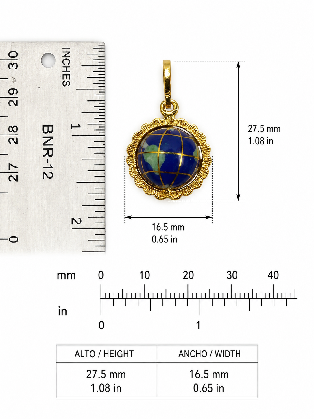 Beautiful Globe Pendant in Real Solid 10K Gold. This unique and elegant world globe design features a detailed blue enamel finish with luxurious gold accents, symbolizing travel, dreams, and connection around the world. Crafted in genuine solid 10K gold w