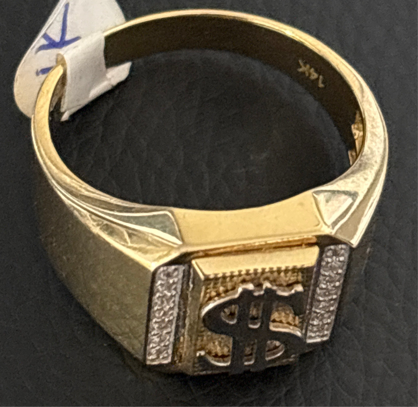 Real 14k gold ring of dollar sign design, size 11