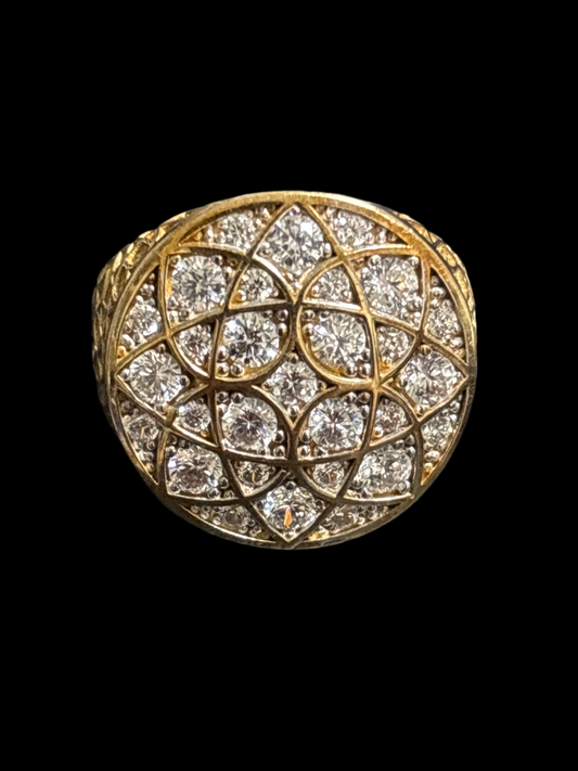Real 10k gold ring with rosette design, size 10