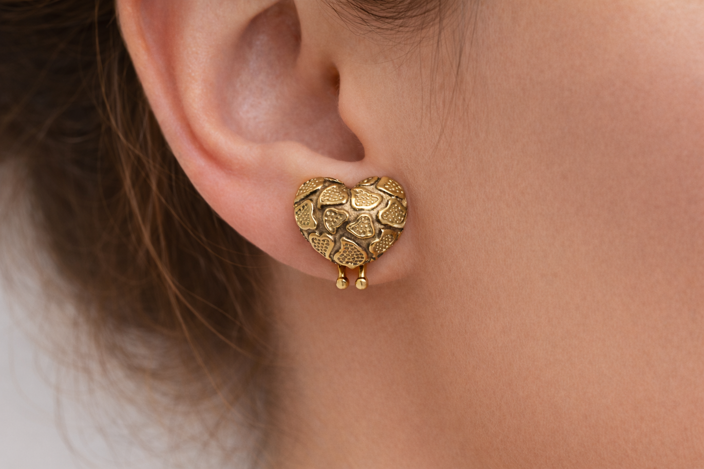 10k real gold heart-shaped earrings