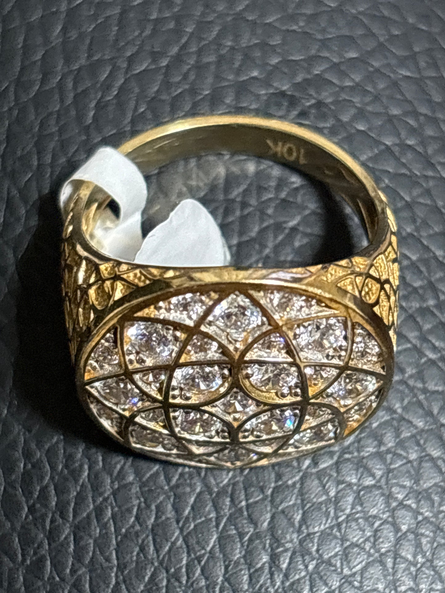 Real 10k gold ring with rosette design, size 10