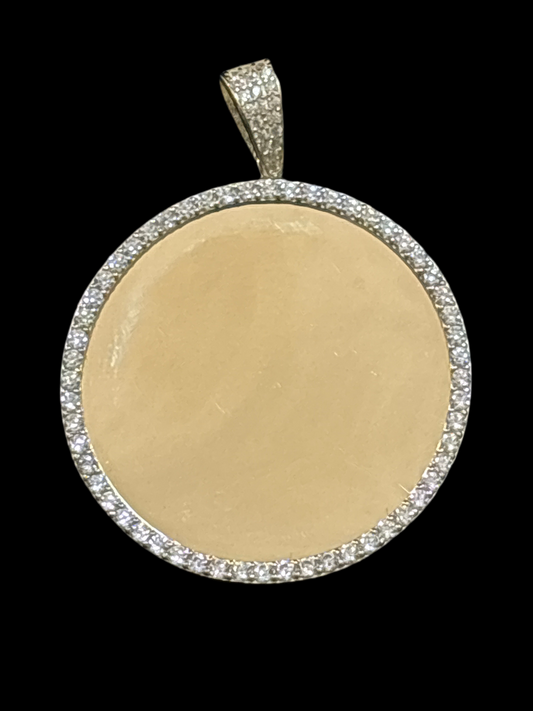 Personalized 35.9 mm round large charms made of real 10k gold