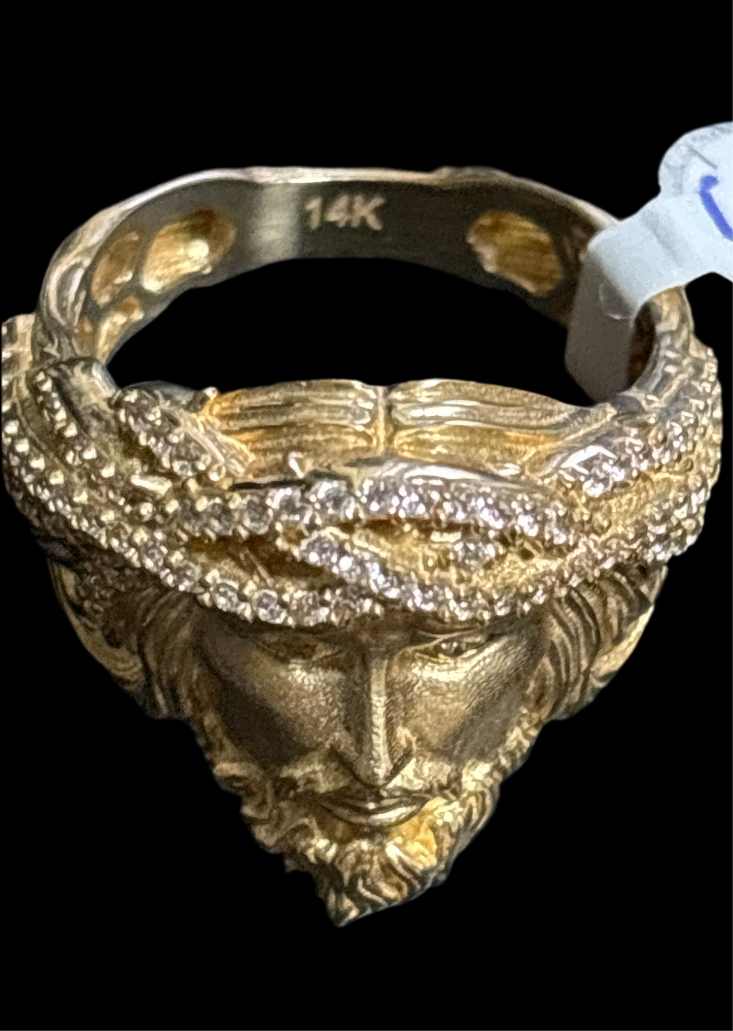 Real 14k gold ring with Jesus face design, size 10