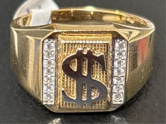 Real 14k gold ring of dollar sign design, size 11