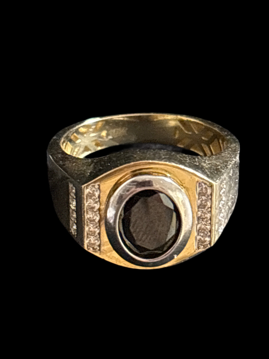Real 10k black stone gold ring, size 10