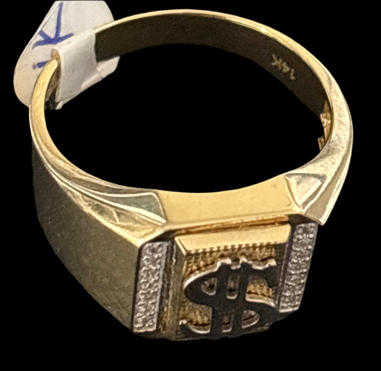 Real 14k gold ring of dollar sign design, size 11