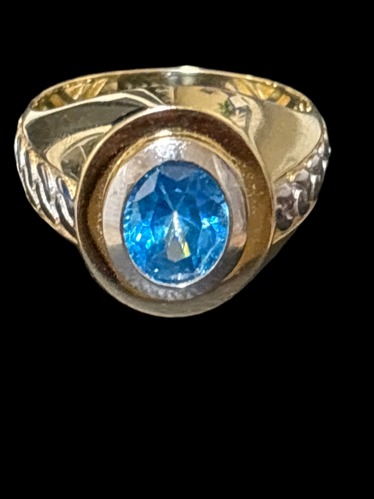 Real 10k blue stone gold ring, size 10