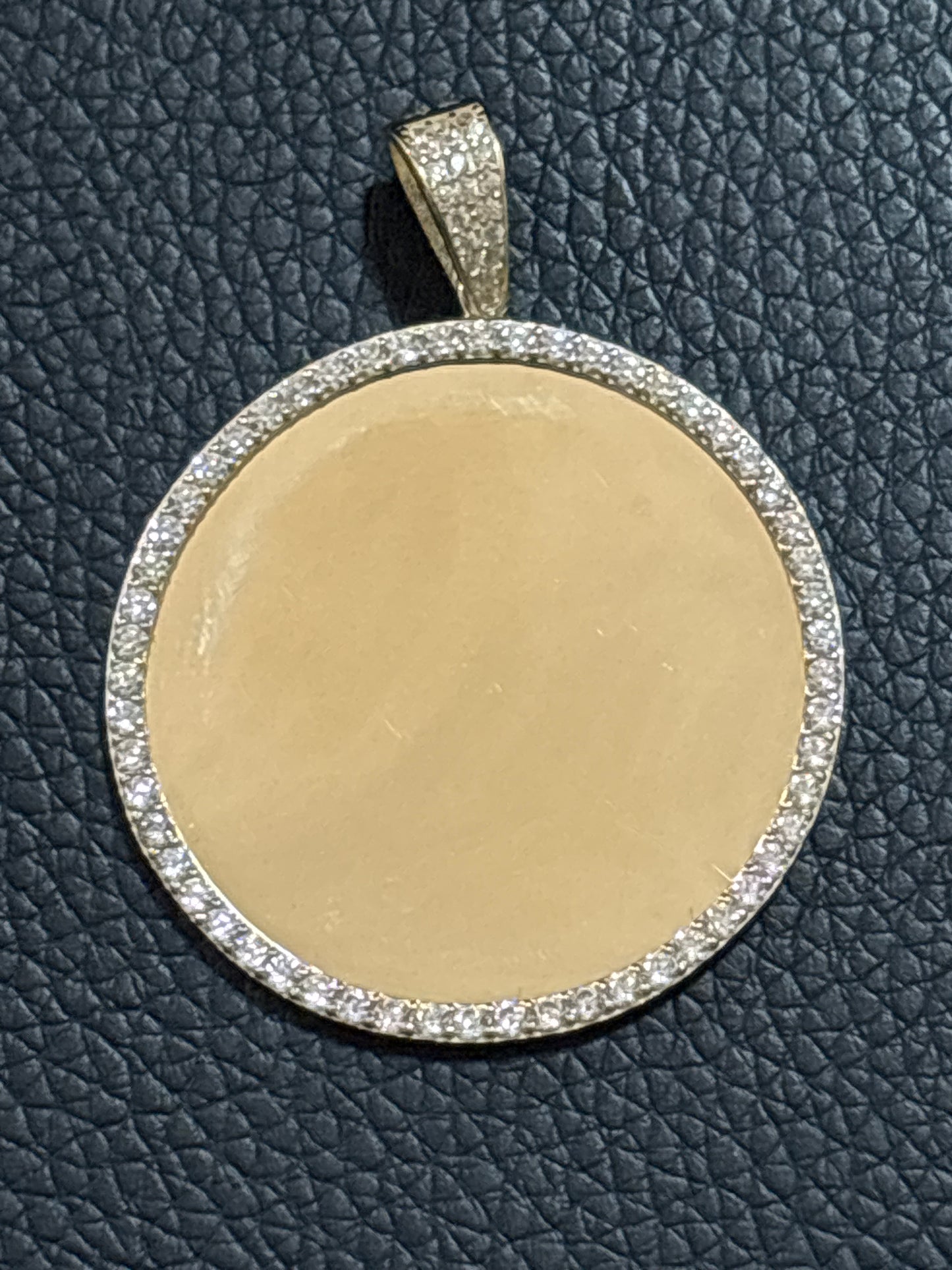 Personalized 35.9 mm round large charms made of real 10k gold