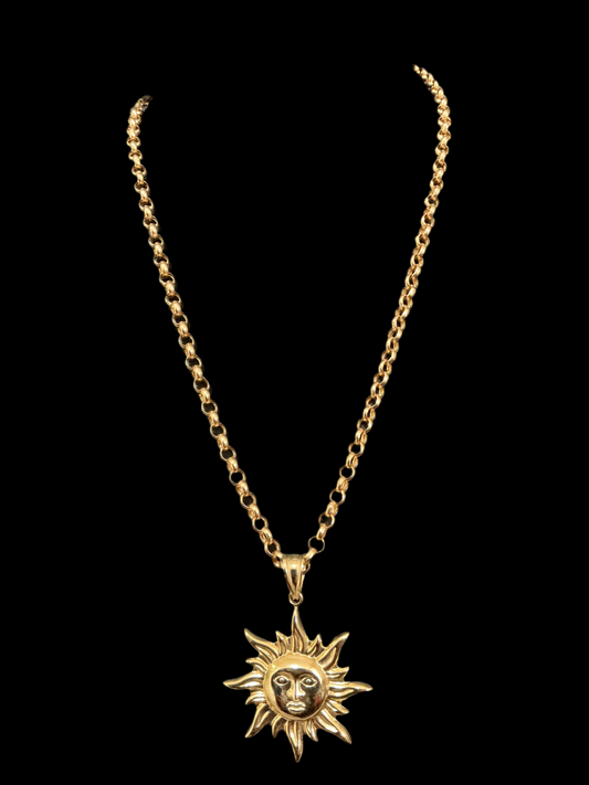 Rolo model chain, size 20, sun charm 5.5mm wide