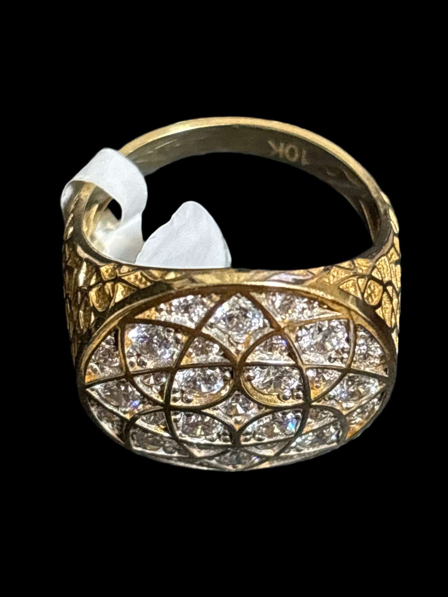 Real 10k gold ring with rosette design, size 10