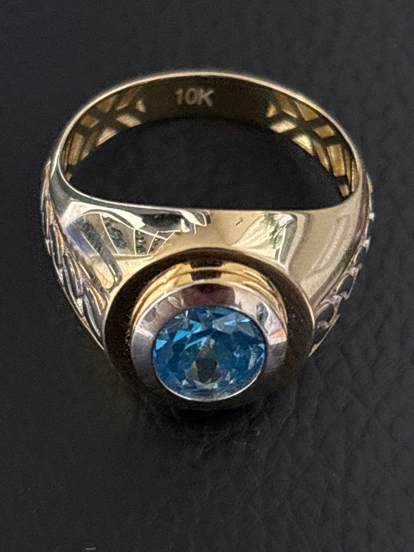 Real 10k blue stone gold ring, size 10