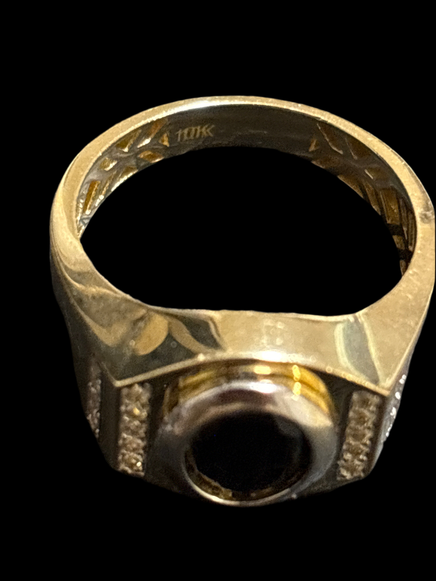 Real 10k black stone gold ring, size 10