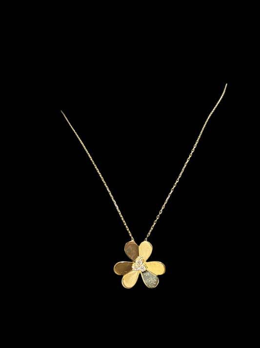 Chain with 14k real gold flower charm, size 16