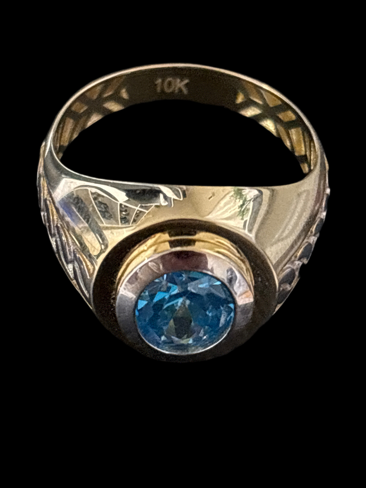 Real 10k blue stone gold ring, size 10