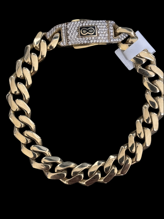 Real 10k gold handle, 11 mm wide and size 8