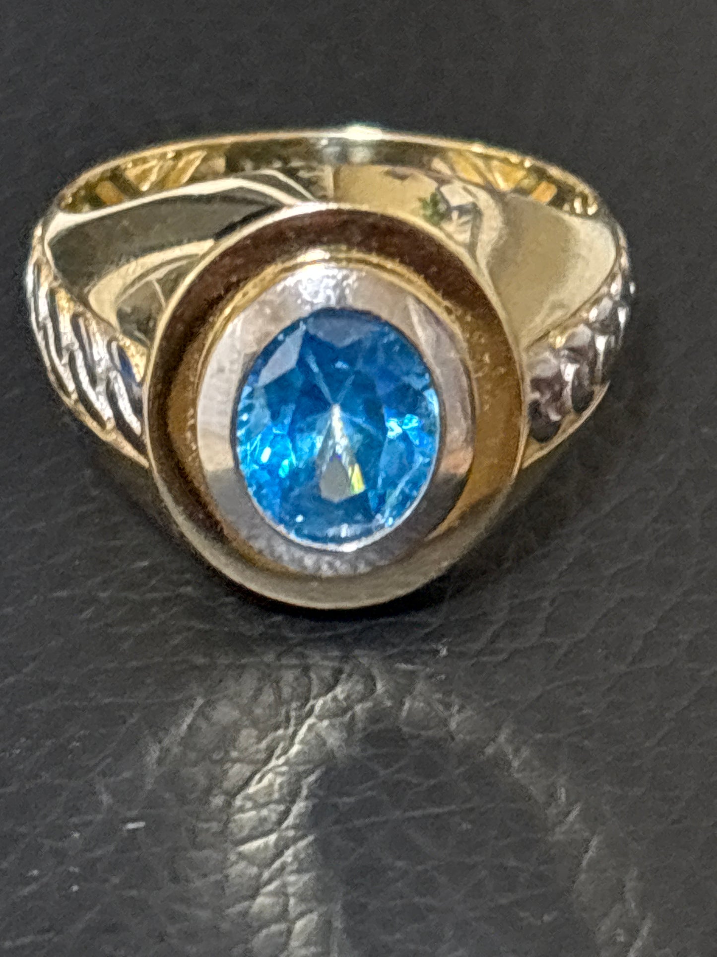 Real 10k blue stone gold ring, size 10