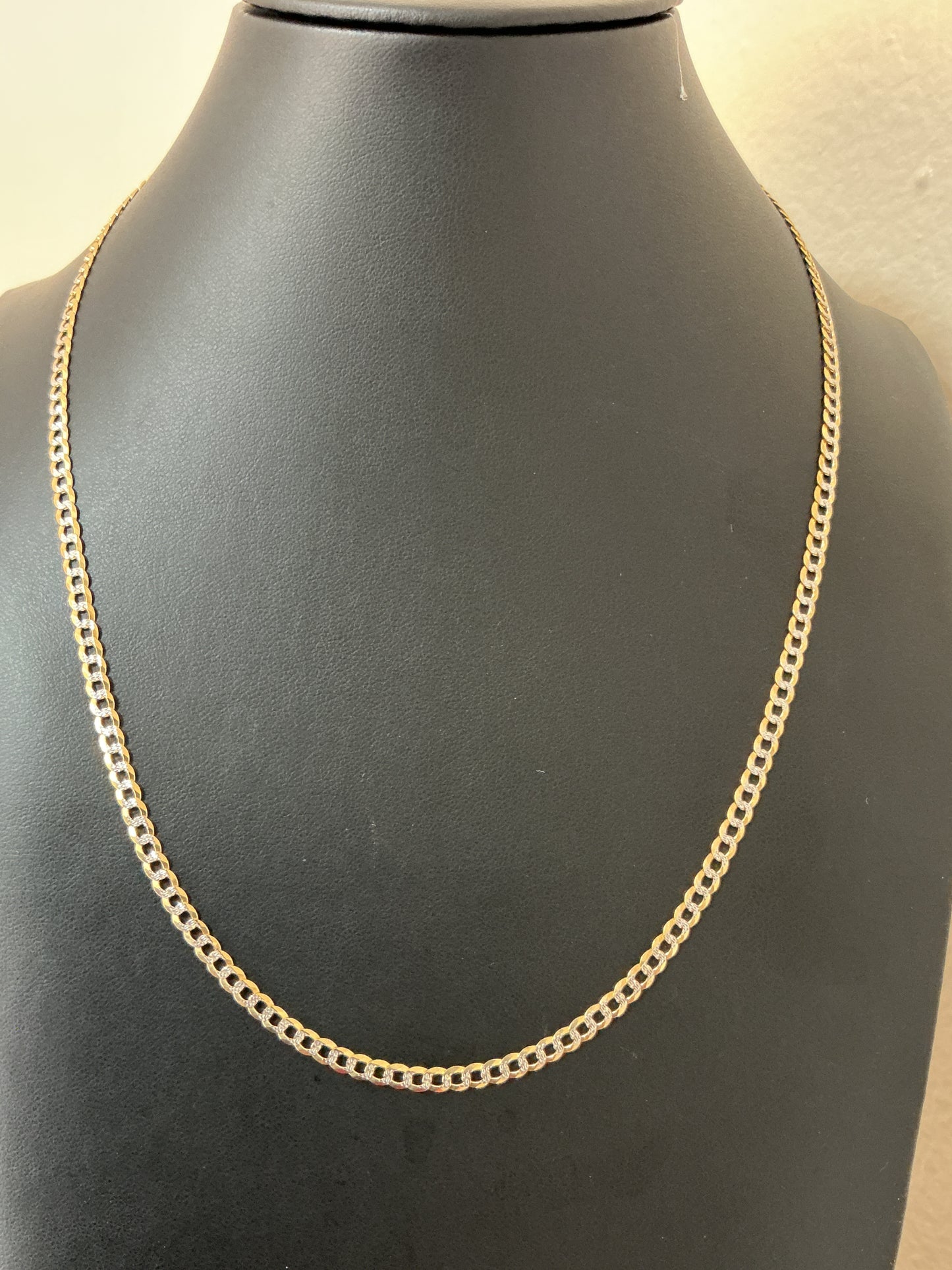 Chain Model Cut shiny gold 10k real Diamond, size 18, 3.2mm