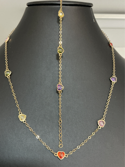 Set, chain with heart bracelet, real 10k gold