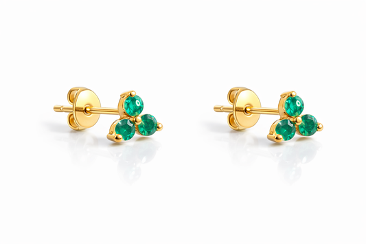 Earrings with natural emeralds