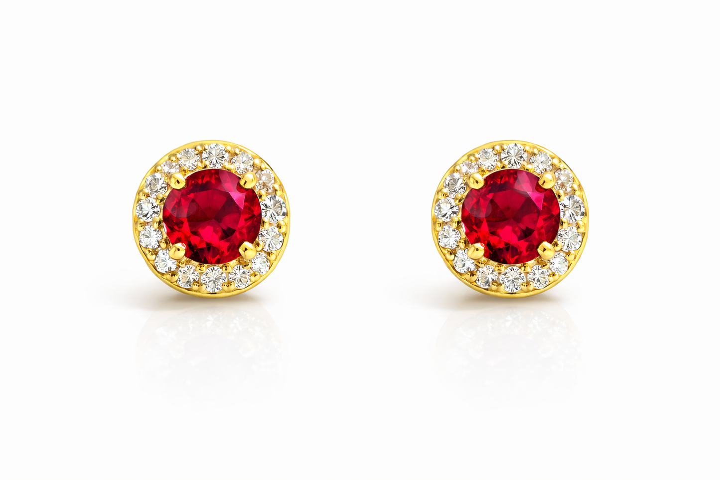 Real 14k gold earrings with natural ruby and diamonds