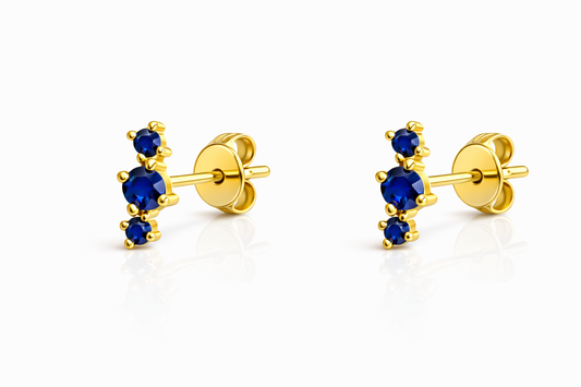 Real 14k gold earrings with natural sapphires