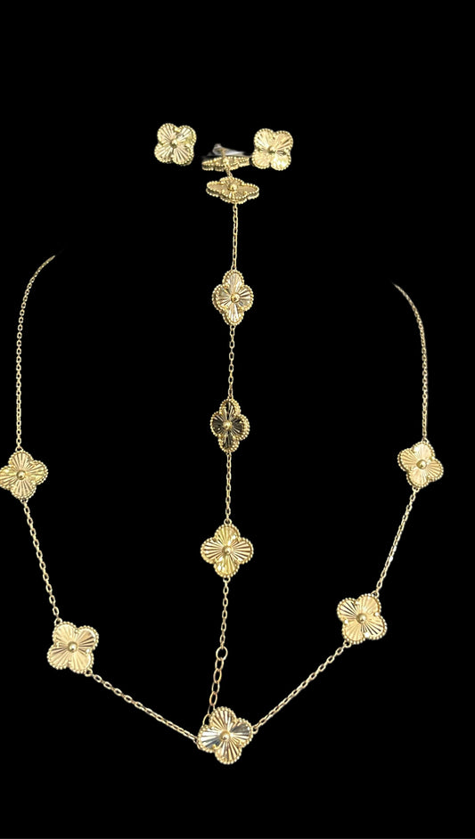Chain set with real 10k gold flower bracelets