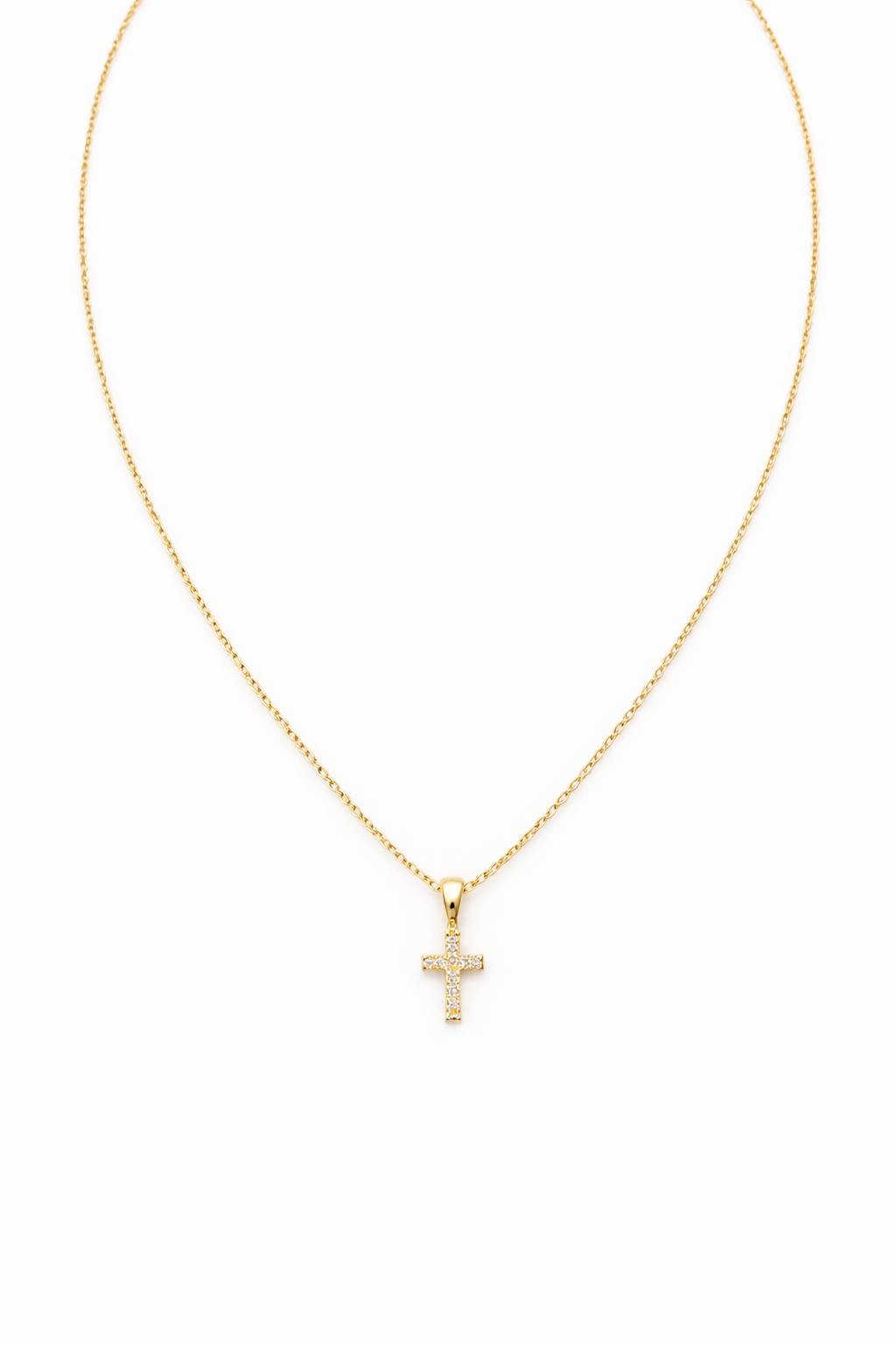 Beautiful real 14k gold chain with cross charm with natural diamonds size 18