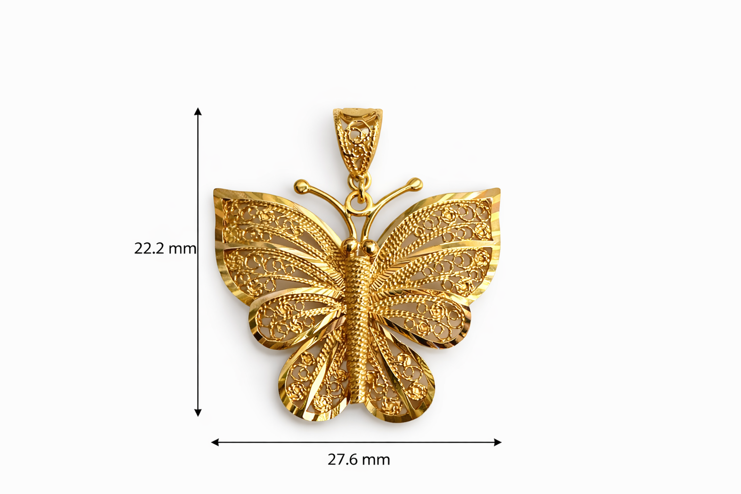 Beautiful solid gold butterfly charm 14k real