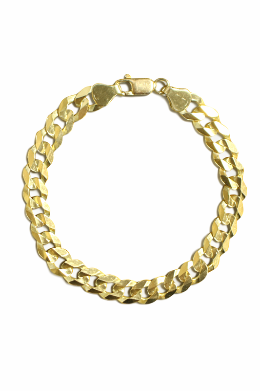 Men's bracelet 10k solid gold cut 8.5mm gloss size 8