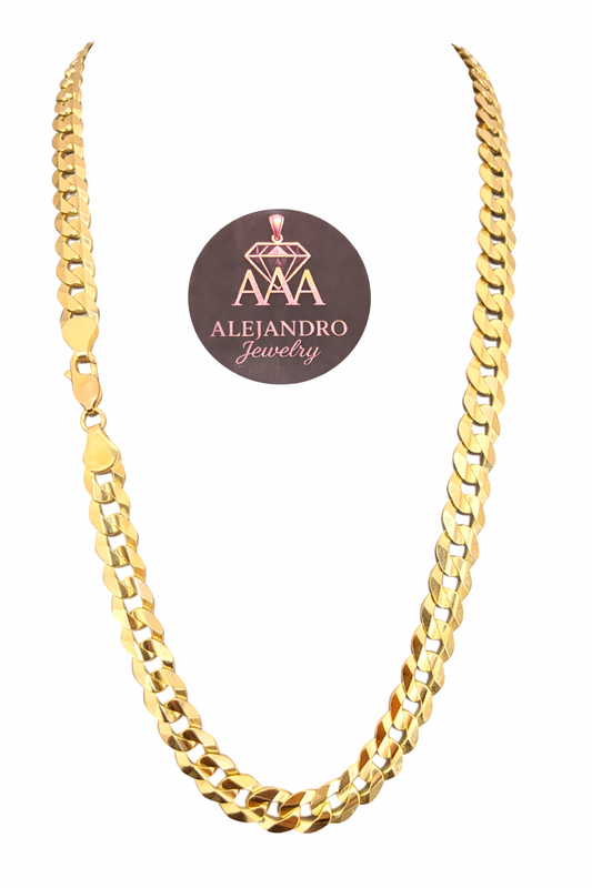 Gold shine cutting chain 10k real size 22 by 8 mm wide