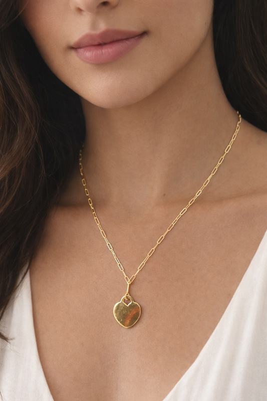 Beautiful real 10k gold chain with heart charm size 18